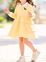 Children's Tiered Dress with Dinosaur Embroidery - Trendsi - Flyclothing LLC