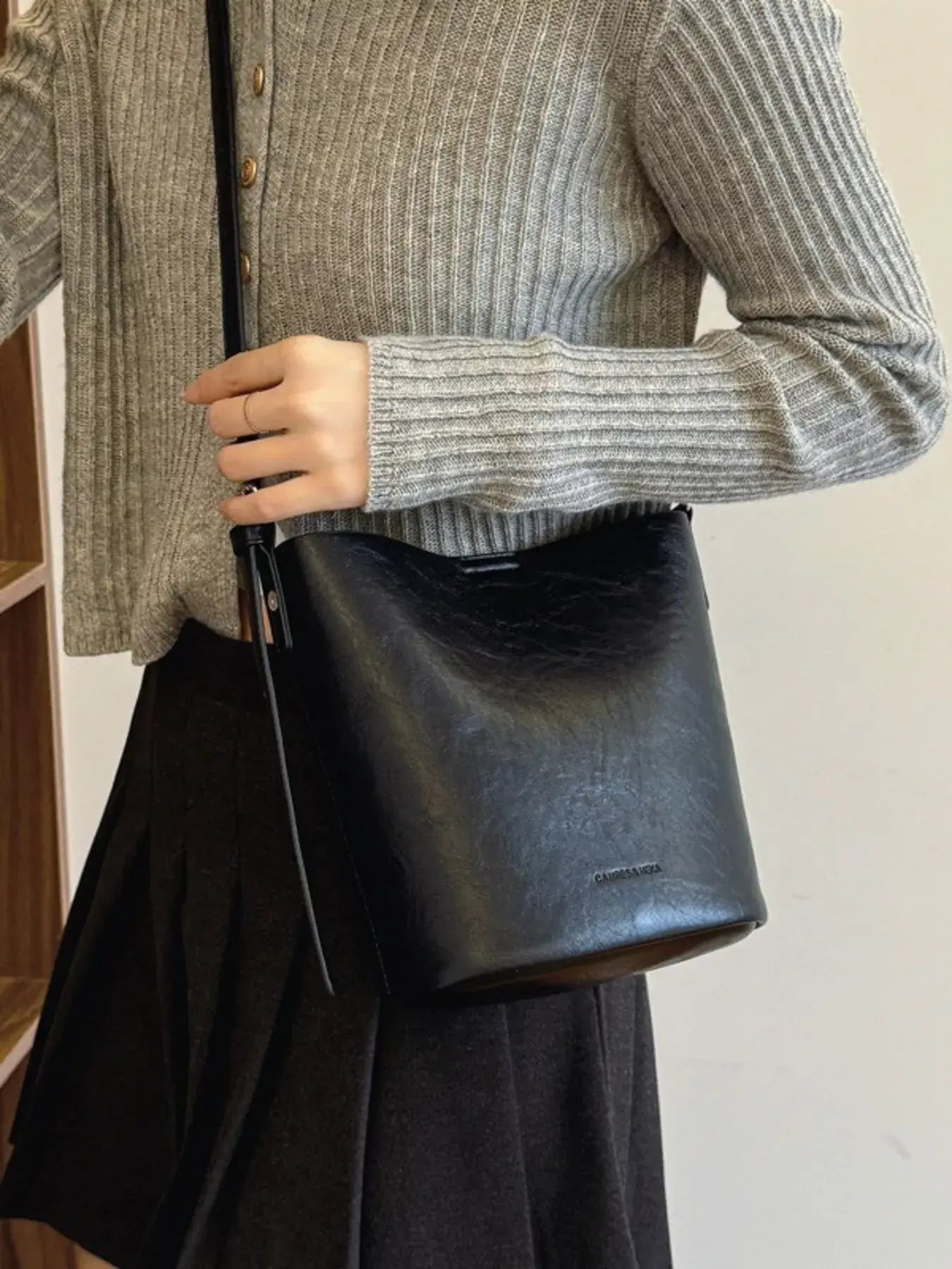 Vintage Style Bucket Crossbody Bag - Trendsi - Flyclothing LLC