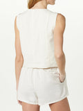 Button Up V-Neck Top and Pocketed Shorts Set - Trendsi