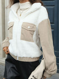 Contrast Zip Up Long Sleeve Jacket - Trendsi