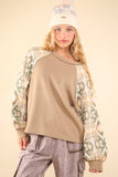 VERY J Printed Long Sleeve Round Neck Knit Top - Trendsi