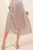 Mittoshop Metallic Glitter Speckle Print Elastic Midi Skirt - Trendsi