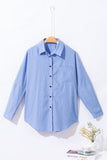 Striped Collared Neck Long Sleeve Shirt - Trendsi