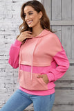 Drawstring Color Block Long Sleeve Hoodie - Trendsi