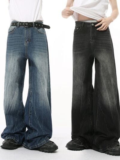 Wide Leg Jeans with Pockets - Trendsi