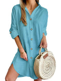 Button Down Long Sleeve Shirt Dress - Trendsi - Flyclothing LLC