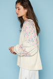 POL Round Neck Balloon Floral Long Sleeve Top - Trendsi