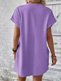 Pocketed Round Neck Short Sleeve Dress - Trendsi - Flyclothing LLC