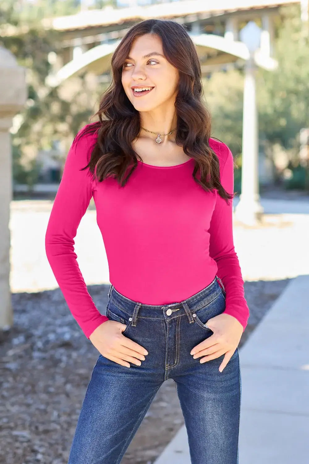 Basic Bae Full Size Round Neck Long Sleeve Bodysuit - ShopBasicbae - Flyclothing LLC