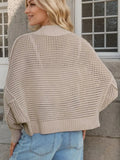 Openwork Open Front Long Sleeve Cardigan - Trendsi