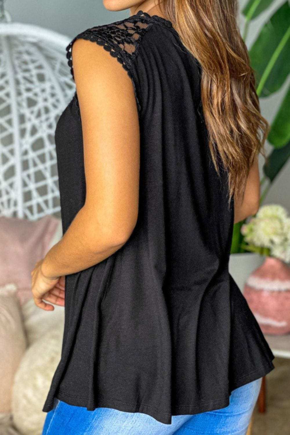 Full Size Lace Round Neck Tank - Trendsi - Flyclothing LLC