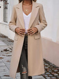 Pocketed Collared Neck Long Sleeve Coat - Trendsi - Flyclothing LLC