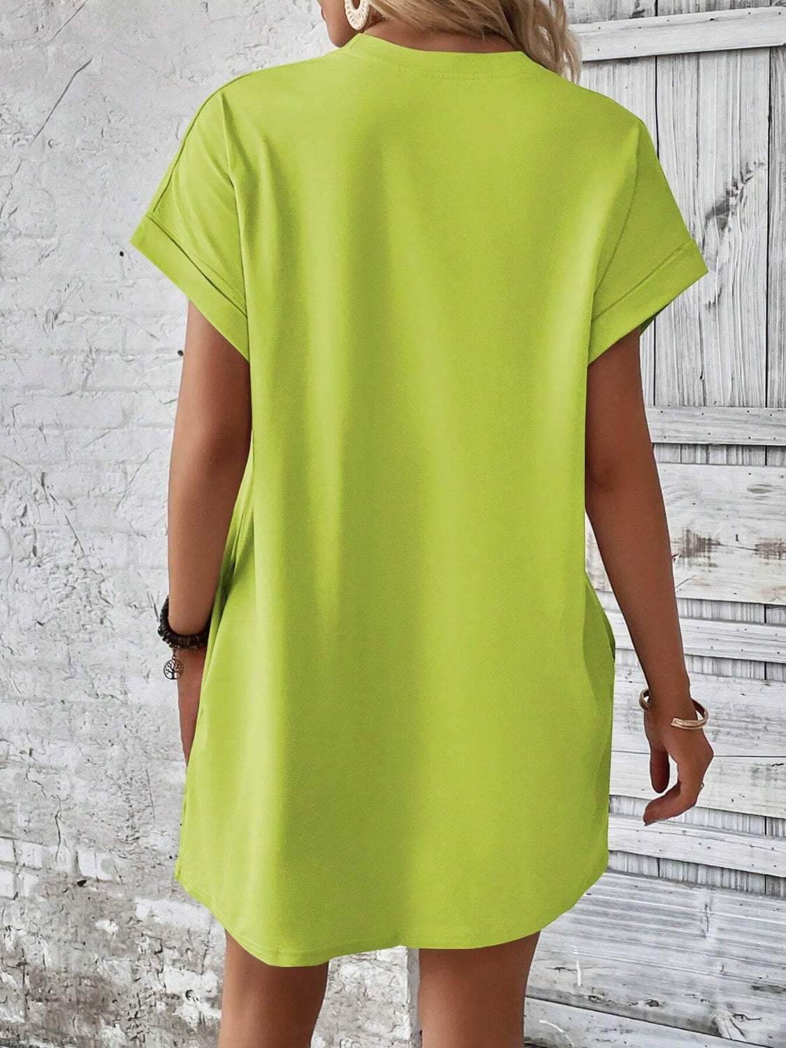 Round Neck Short Sleeve Mini Dress - Trendsi - Flyclothing LLC