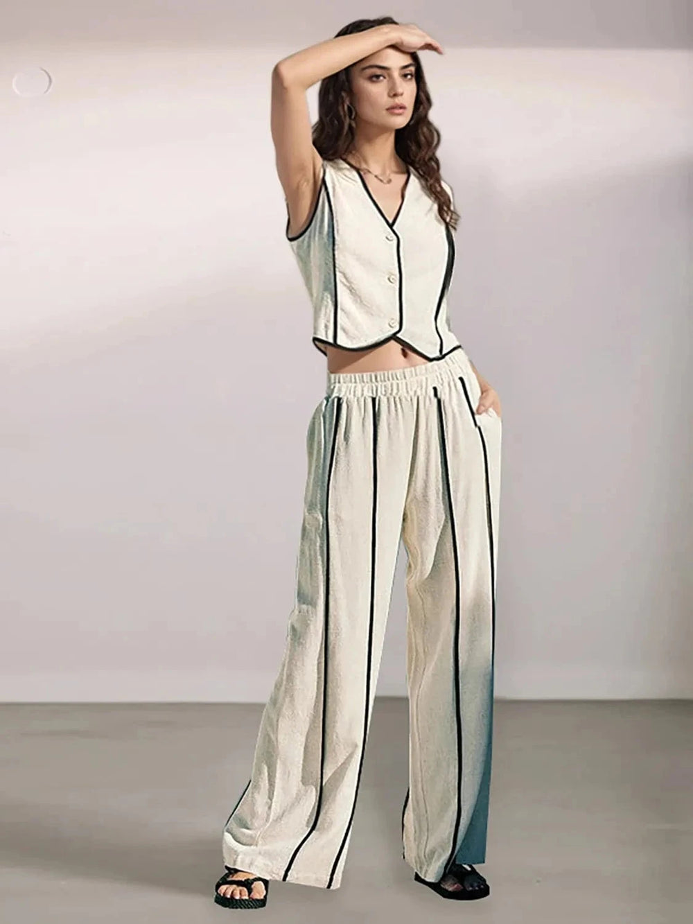 Stripe Vest and Pants Two-Piece Set - Trendsi