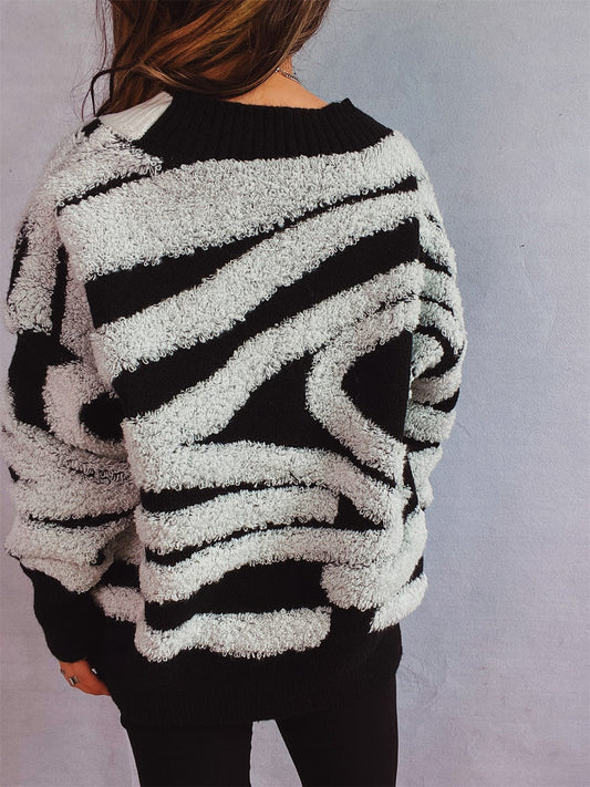 Contrast Button Up Long Sleeve Cardigan - Trendsi