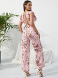 Printed Surplice Cap Sleeve Top and Pants Set - Trendsi