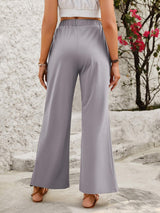 Elastic Waist Wide Leg Pants - Trendsi - Flyclothing LLC