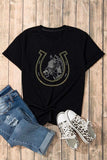 Rhinestone Round Neck Short Sleeve T-Shirt - Trendsi - Flyclothing LLC
