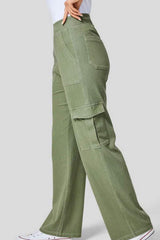 High Waist Straight Leg Cargo Jeans - Trendsi - Flyclothing LLC