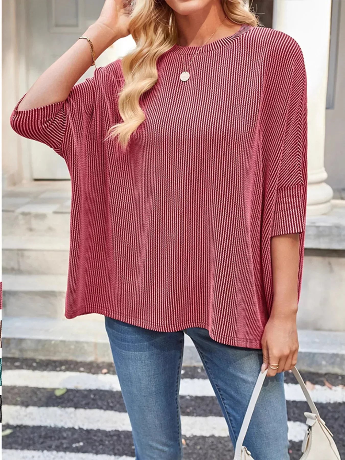 Relaxed Fit Half Sleeve T-Shirt - Trendsi - Flyclothing LLC