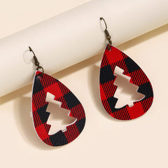 PU Leather Cutout Christmas Tree Earrings - Trendsi