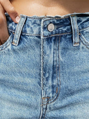 Raw Hem Denim Shorts with Pockets - Trendsi