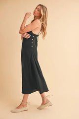 Aemi+Co Side Button Midi Cami Dress - Trendsi - Flyclothing LLC