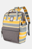 Himawari Striped Waterproof Nylon Backpack Bag with Side Pockets - Trendsi