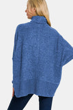 Zenana Full Size Brushed Melange Hacci Turtleneck Sweater - Trendsi - Flyclothing LLC