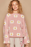 POL Daisy Pattern Drop Shoulder Sweater - Trendsi