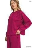 Zenana Scuba Crewneck Sweatshirt and Pants Set - Trendsi - Flyclothing LLC