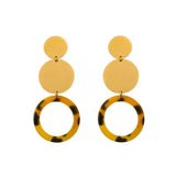 18K Gold-Plated Geometric Circle Dangle Earrings - Trendsi - Flyclothing LLC