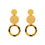 18K Gold-Plated Geometric Circle Dangle Earrings - Trendsi - Flyclothing LLC
