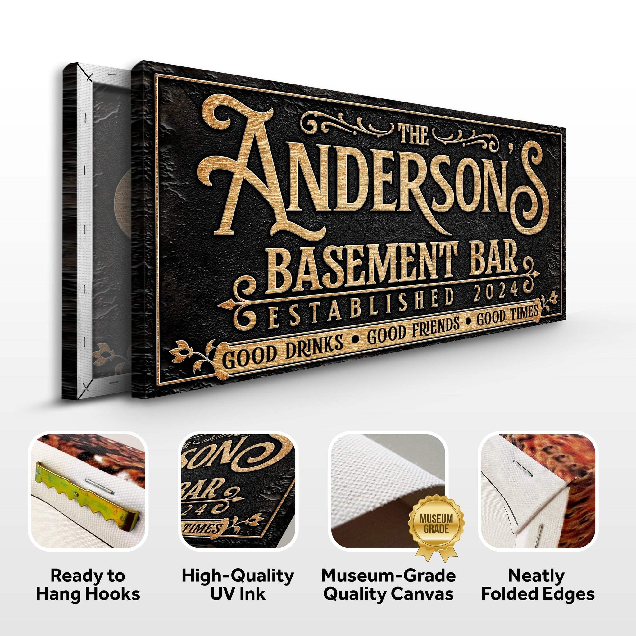 Custom Basement Bar Sign III - Tailored Canvases - Flyclothing LLC