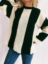 Color Block Round Neck Long Sleeve Sweater - Trendsi - Flyclothing LLC