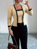 Contrast Trim Long Sleeve Top - Trendsi - Flyclothing LLC