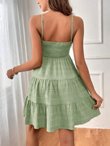 Tiered Smocked Square Neck Cami Dress - Trendsi - Flyclothing LLC