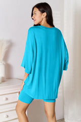 Basic Bae Full Size Soft Rayon Three-Quarter Sleeve Top and Shorts Set - ShopBasicbae - Flyclothing LLC