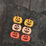 Wooden Contrast Pumpkin Earrings - Trendsi