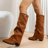 Point Toe Block Heels Boots - Trendsi - Flyclothing LLC