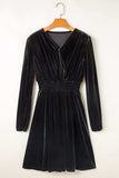 Surplice Long Sleeve Velvet Dress - Trendsi - Flyclothing LLC