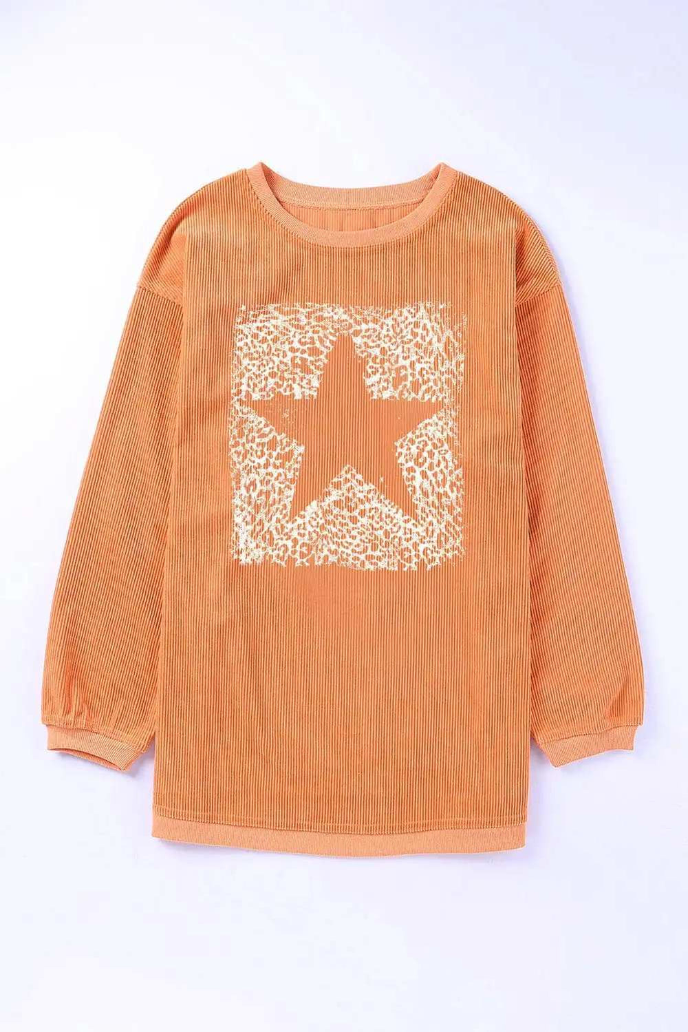 Star Round Neck Long Sleeve Oversize Sweatshirt - Trendsi - Flyclothing LLC