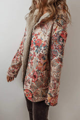 Printed Long Sleeve Hooded Jacket - Trendsi - Flyclothing LLC