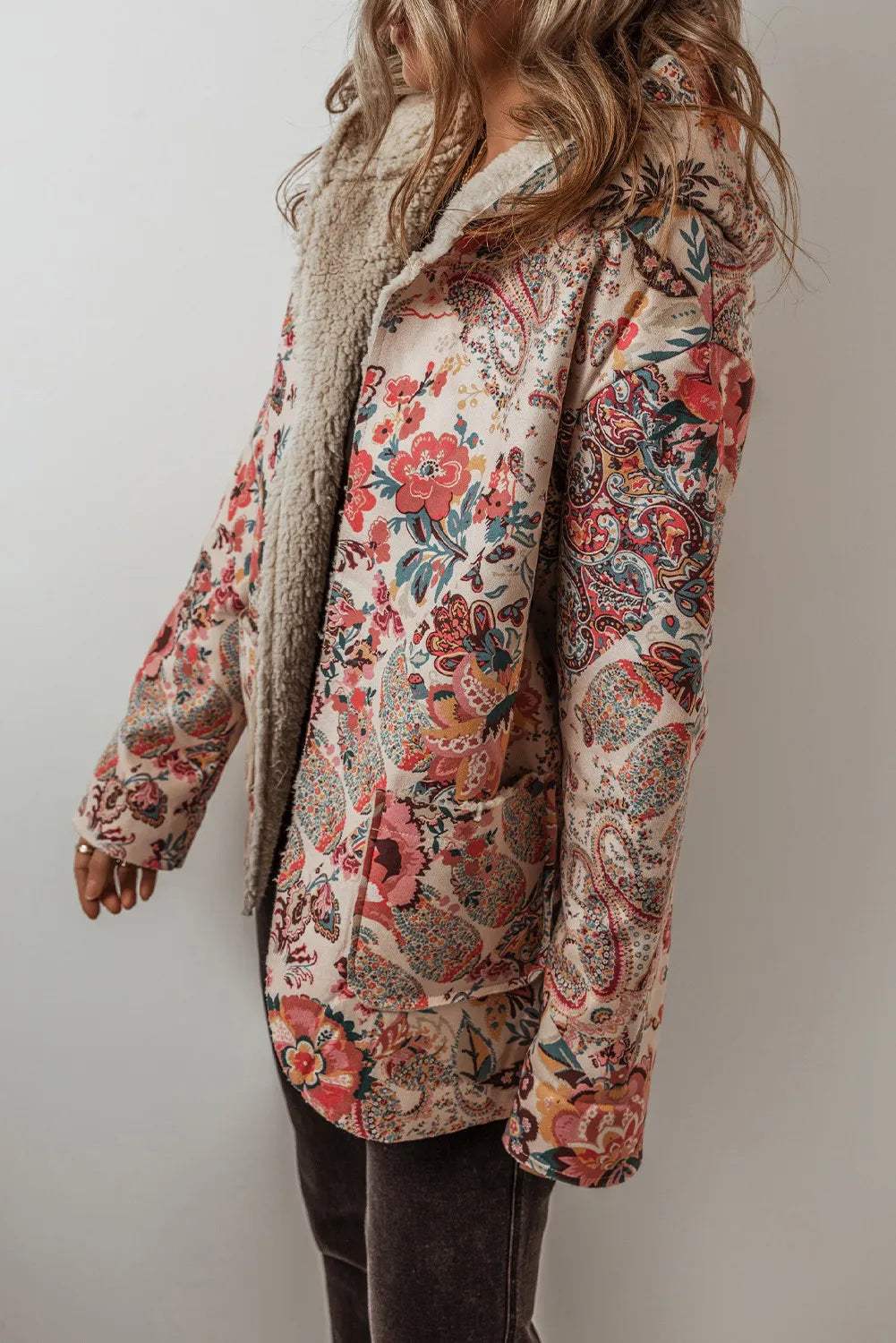 Printed Long Sleeve Hooded Jacket - Trendsi - Flyclothing LLC