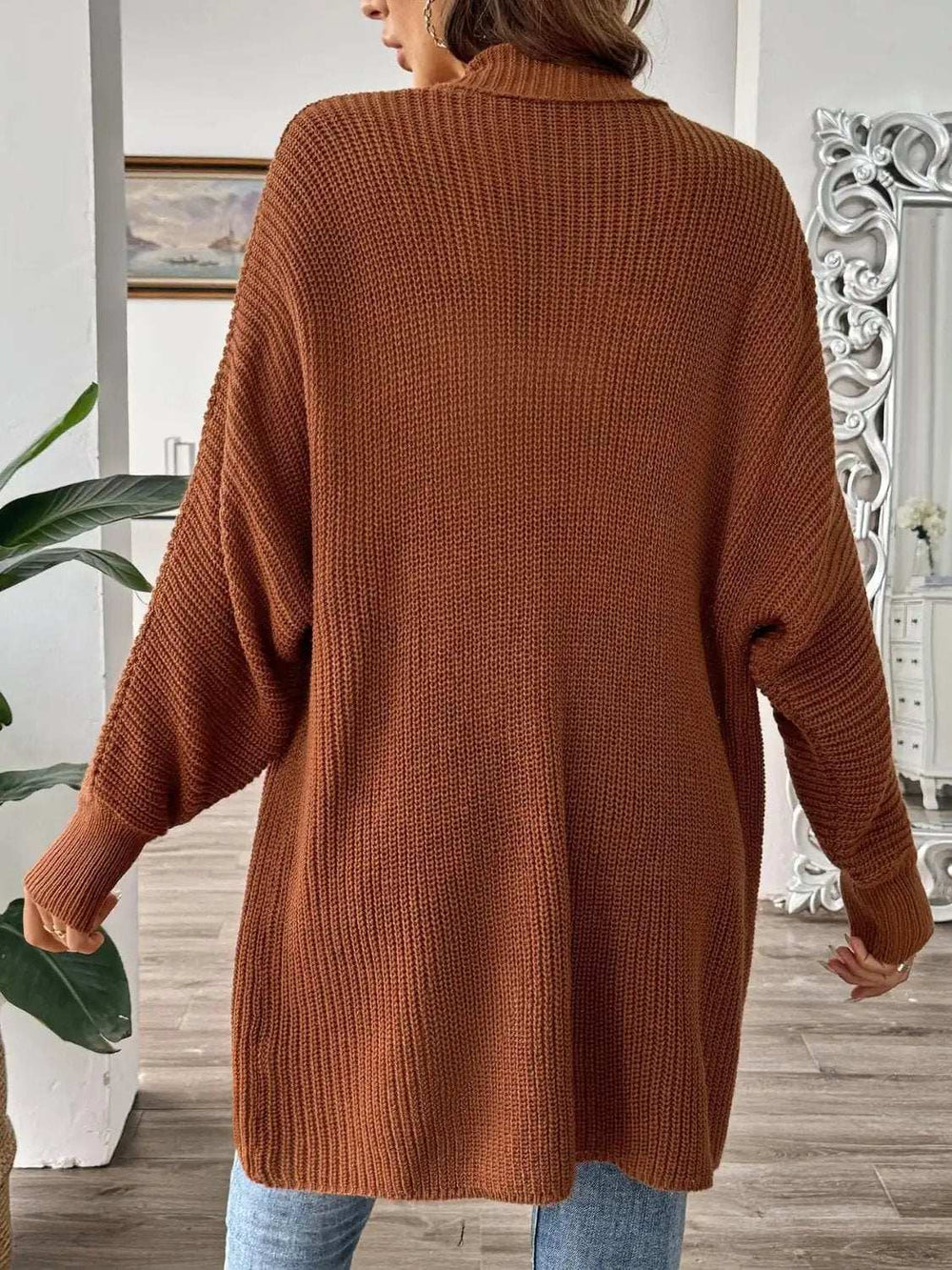 Open Front Long Sleeve Cardigan - Trendsi - Flyclothing LLC