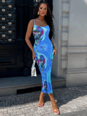 Printed Spaghetti Strap Cami Dress - Trendsi
