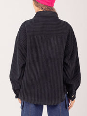 Button Up Long Sleeve Corduroy Jacket - Trendsi