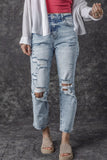 Distressed High Waist Jeans - Trendsi