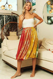 BiBi Metallic Color Block Pleats Midi Skirt - Trendsi - Flyclothing LLC