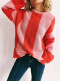 Color Block Round Neck Long Sleeve Sweater - Trendsi - Flyclothing LLC